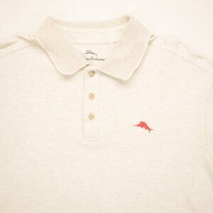 Tommy Bahama Emfielder Icon Polo Shirt Cream Red Fish Short Sleeve Men XL